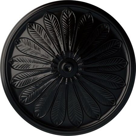 Ekena Millwork Brontes Ceiling Medallion (Fits Canopies up to 3 5/8"), Hand-Painted Jet Black, 25 1/2"OD x 5 1/2"P CM25BRBLF